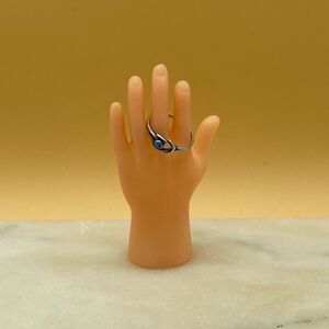 Vintage opalite blue stone on sterling silver knot ring - 00G05Z